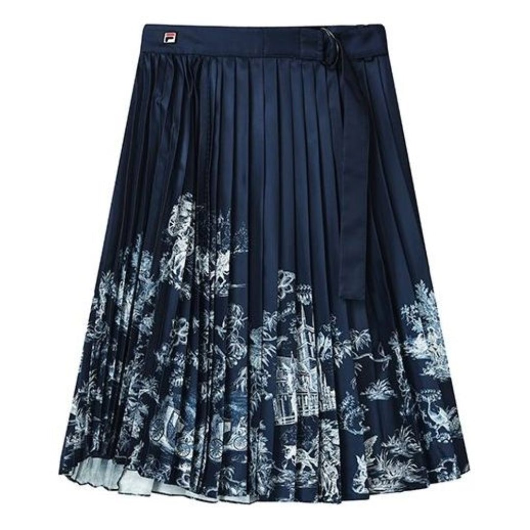 (WMNS) FILA Casual Long Skirt 'Navy White' F11W238307F-ZA