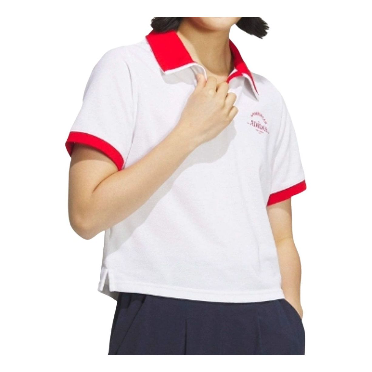 (WMNS) adidas VERBIAGE Polo T-Shirt Asia Sizing 'White Red' JC8685
