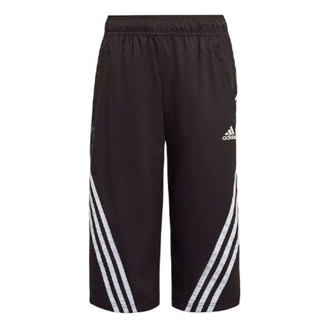 (GS) adidas Junior 3 Stripes Woven 3/4 Tracksuit Pants Asia Sizing 'Black White' HC1657