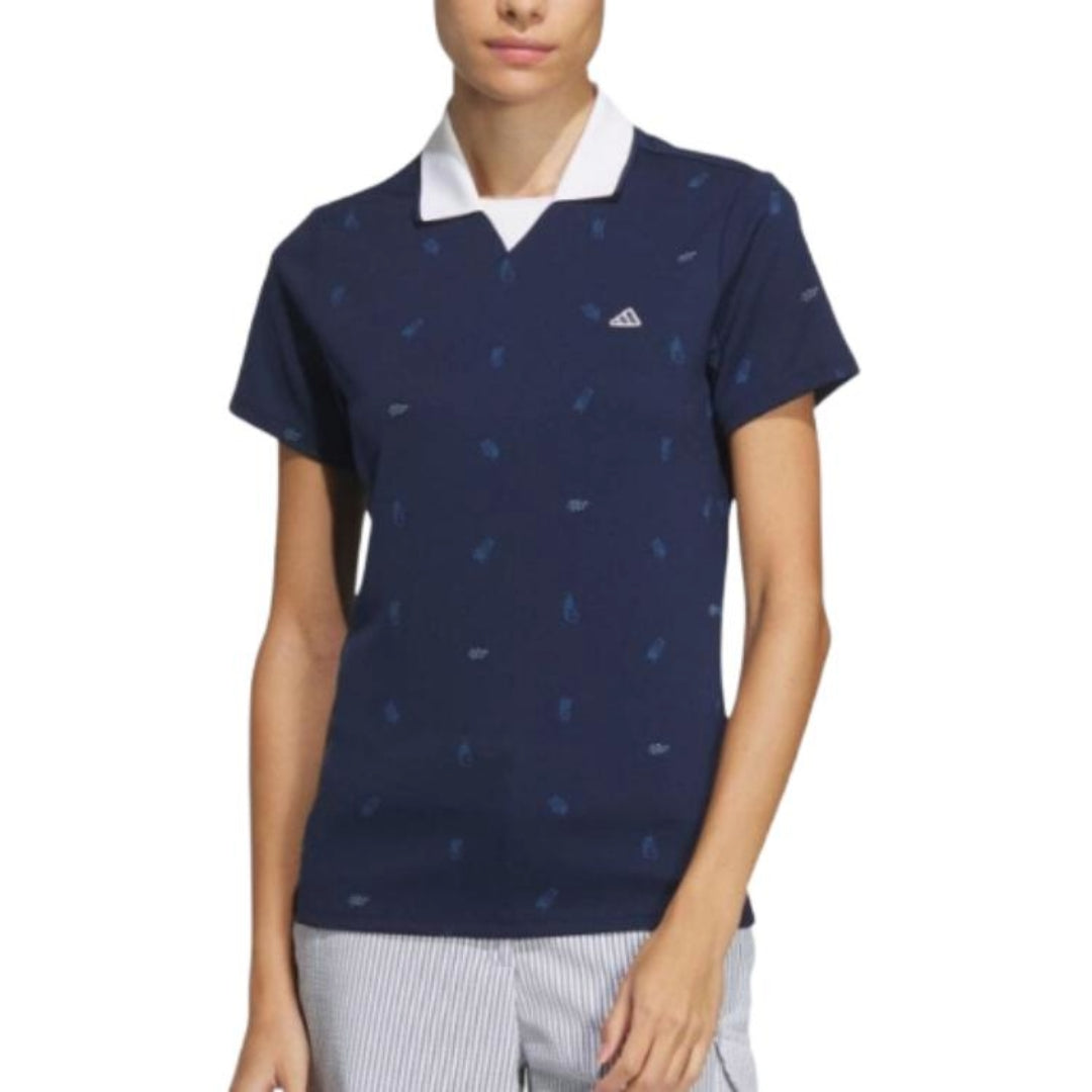 (WMNS) adidas Aeroready Playgreen Monogram Polo Shirt Asia Sizing 'Navy White' IN2803