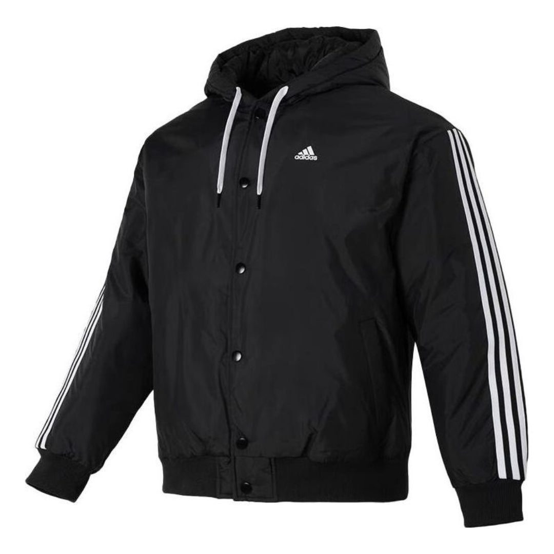 adidas Sport Casual Cotton Jacket 'Black White' IK7669