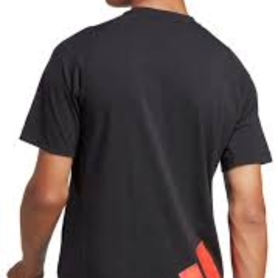 (WMNS) adidas Train Icons 3 Bar Logo Training T-Shirt 'Black Red Blue' HS7519