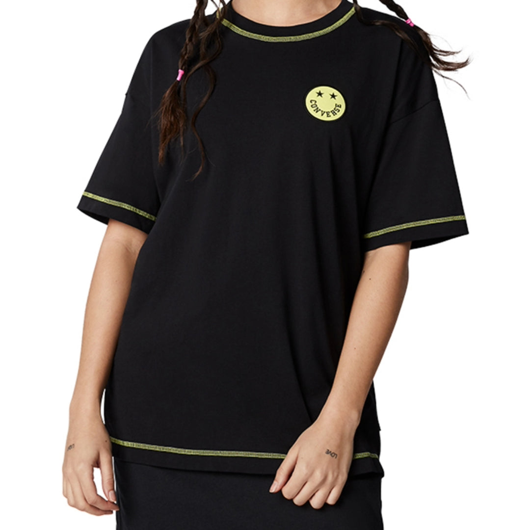 (WMNS) Converse Casual T-Shirt Asia Sizing 'Black Yellow' 10018923-A01