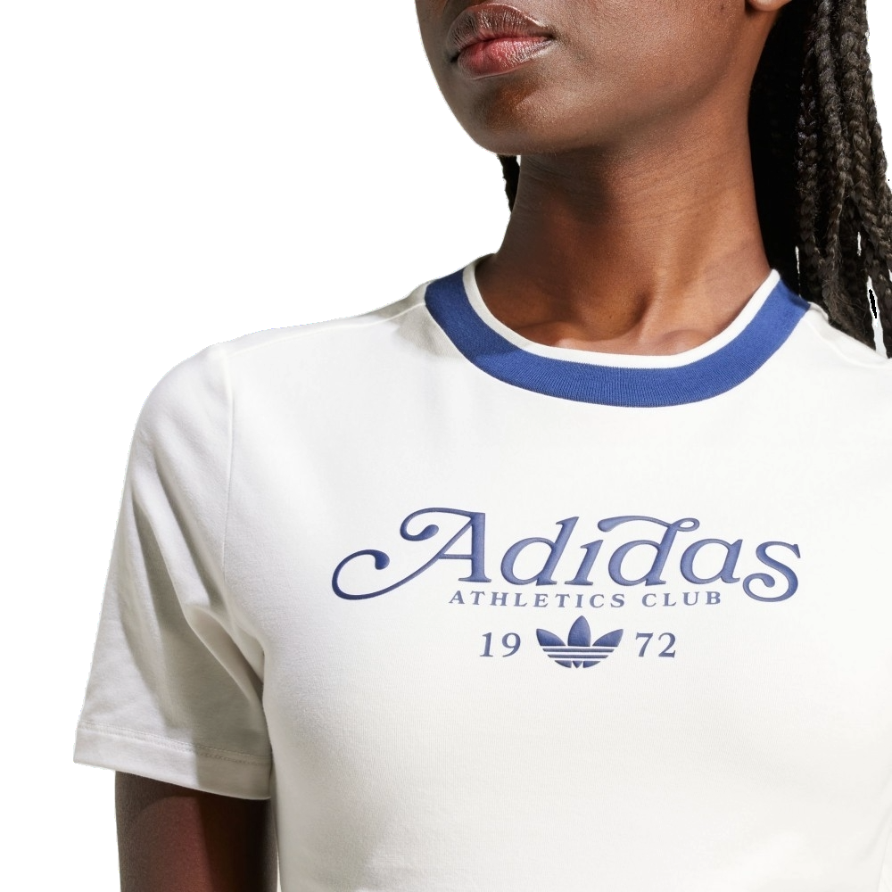 (WMNS) adidas Graphic Badge Slim 3-Stripes T-Shirt Asia Sizing 'White Blue' IX3532