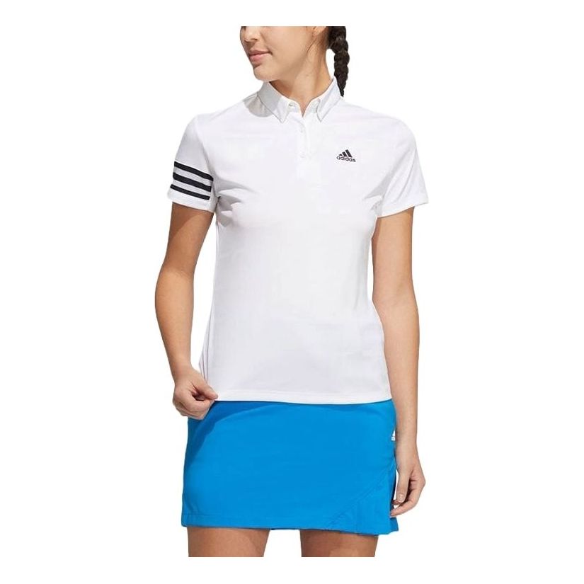 (WMNS) adidas AEROREADY Debossed Polo Shirt Asia Sizing 'White' HA0229