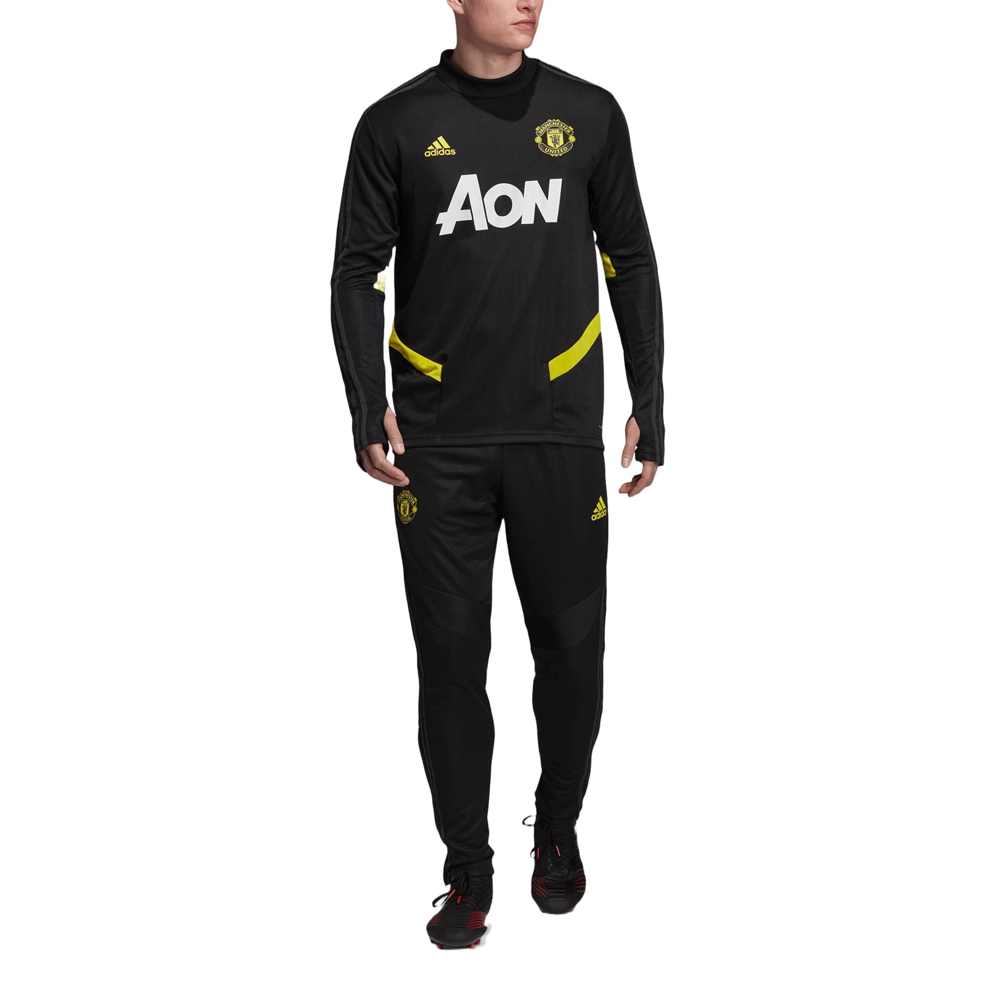 adidas Manchester United Training Top Asia Sizing 'Black Yellow' DX9037
