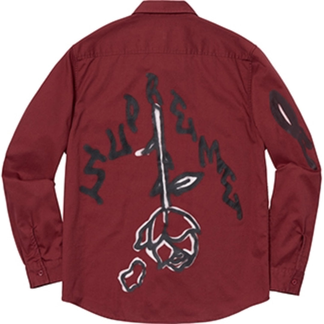 Supreme Rose L/S Work Shirt 'Burgundy Black' SUP-FW18-102