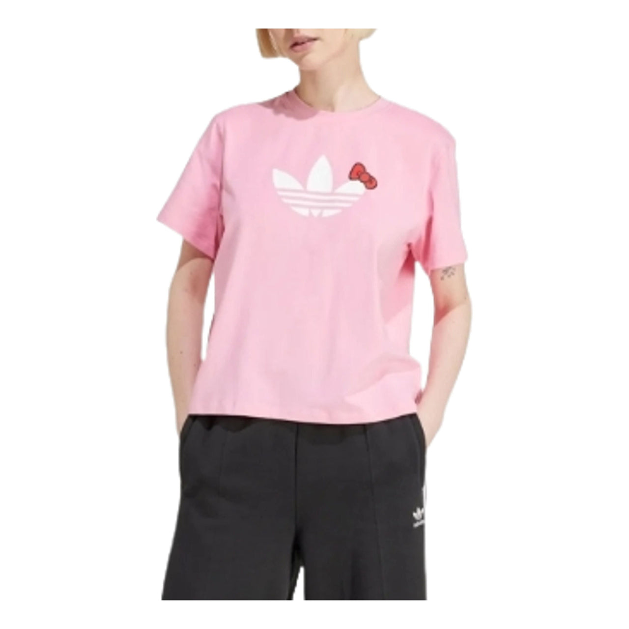 (WMNS) adidas x Hello Kitty Trefoil T-Shirt Asia Sizing 'Pink' IX7882