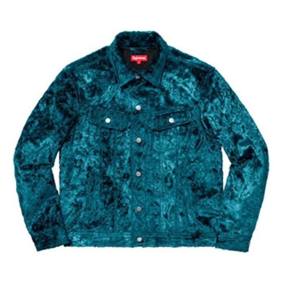 Supreme Fuzzy Pile Trucker Jacket 'Teal Black' SUP-SS19-165