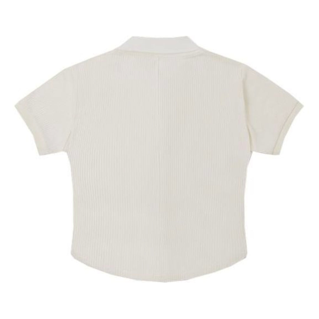 (WMNS) Converse Gradient Letter Embroidery Polo Shirt Asia Sizing 'White' 10027237-A01