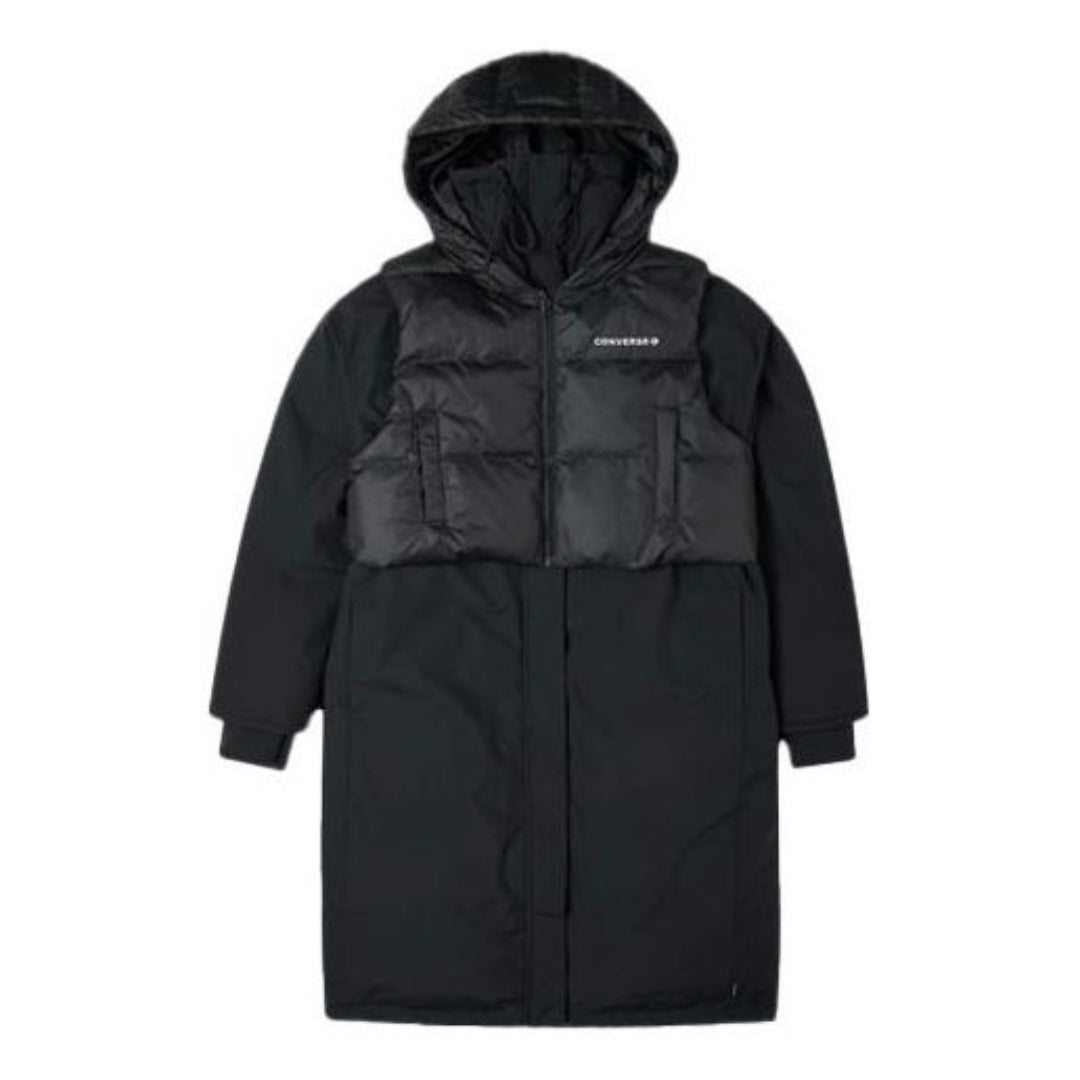 (WMNS) Converse Convertible Long Down Jacket Asia Sizing 'Black' 10021982-A02