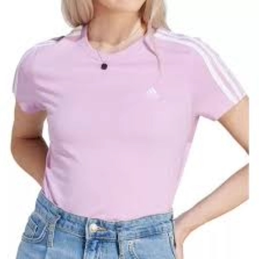 (WMNS) adidas Essentials Slim 3-Stripes T-Shirt Asia Sizing 'Pink White' IM2795