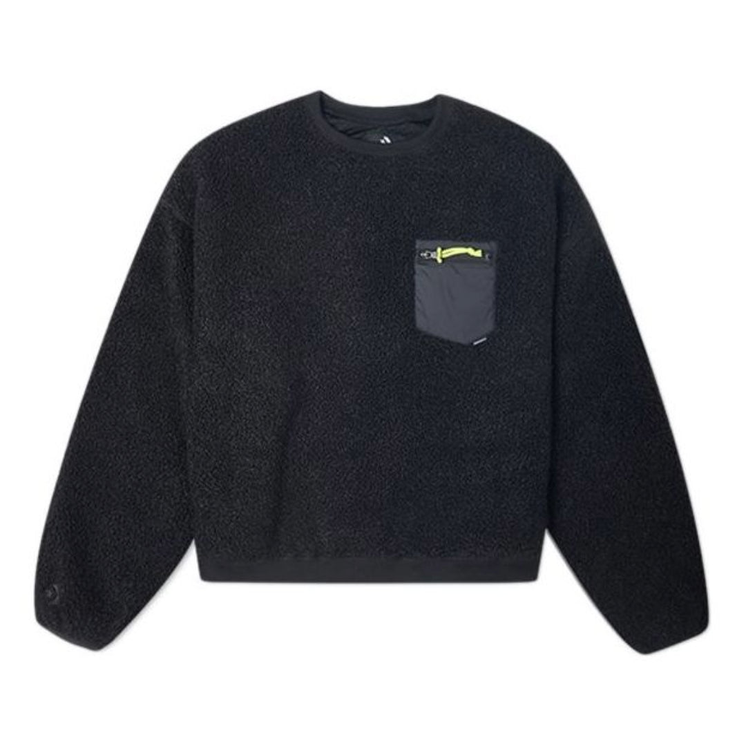 (WMNS) Converse Loose Short Sweater Asia Sizing 'Black' 10020289-A02