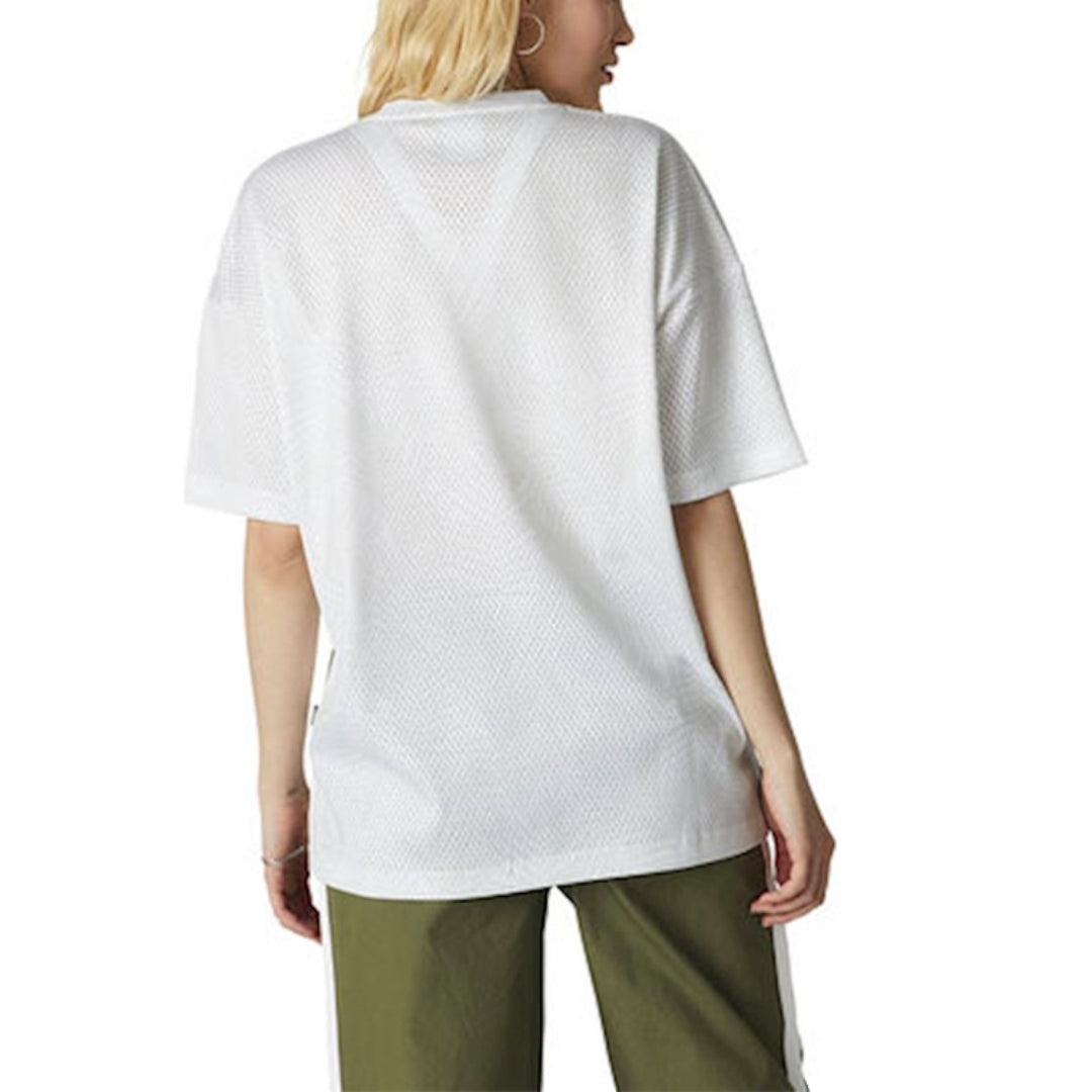 (WMNS) Converse Areca Palm Mesh Boxy T-Shirt Asia Sizing 'White Black' 10008467-A04