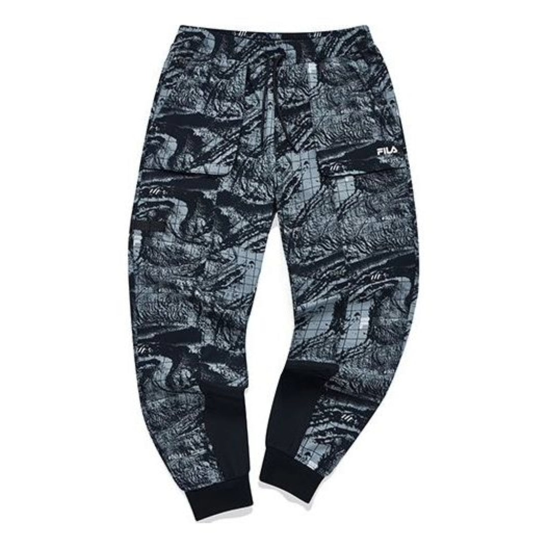 FILA FUSION All-Over Printed Knitted Jogger Pants 'Black Teal' T11M133601F-BK