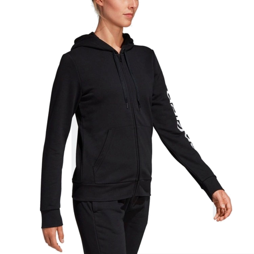 (WMNS) adidas Essentials Linear Hoodie Asia Sizing 'Black White' DP2401