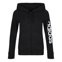 (WMNS) adidas Essentials Linear Hoodie Asia Sizing 'Black White' DP2401