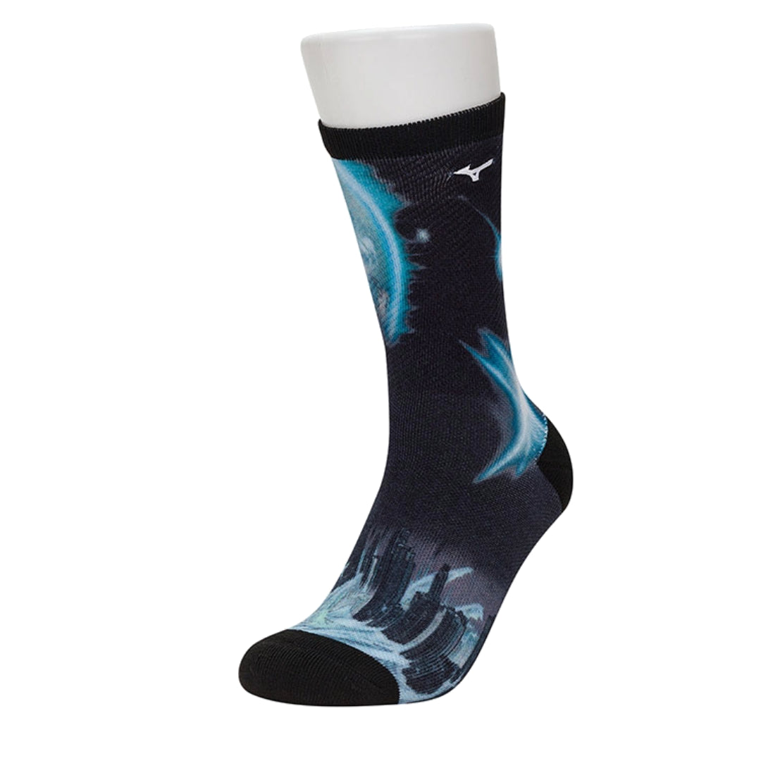Mizuno X The Wandering Earth Manga Graphic Printed Socks 'Black Blue' D3CX33I2