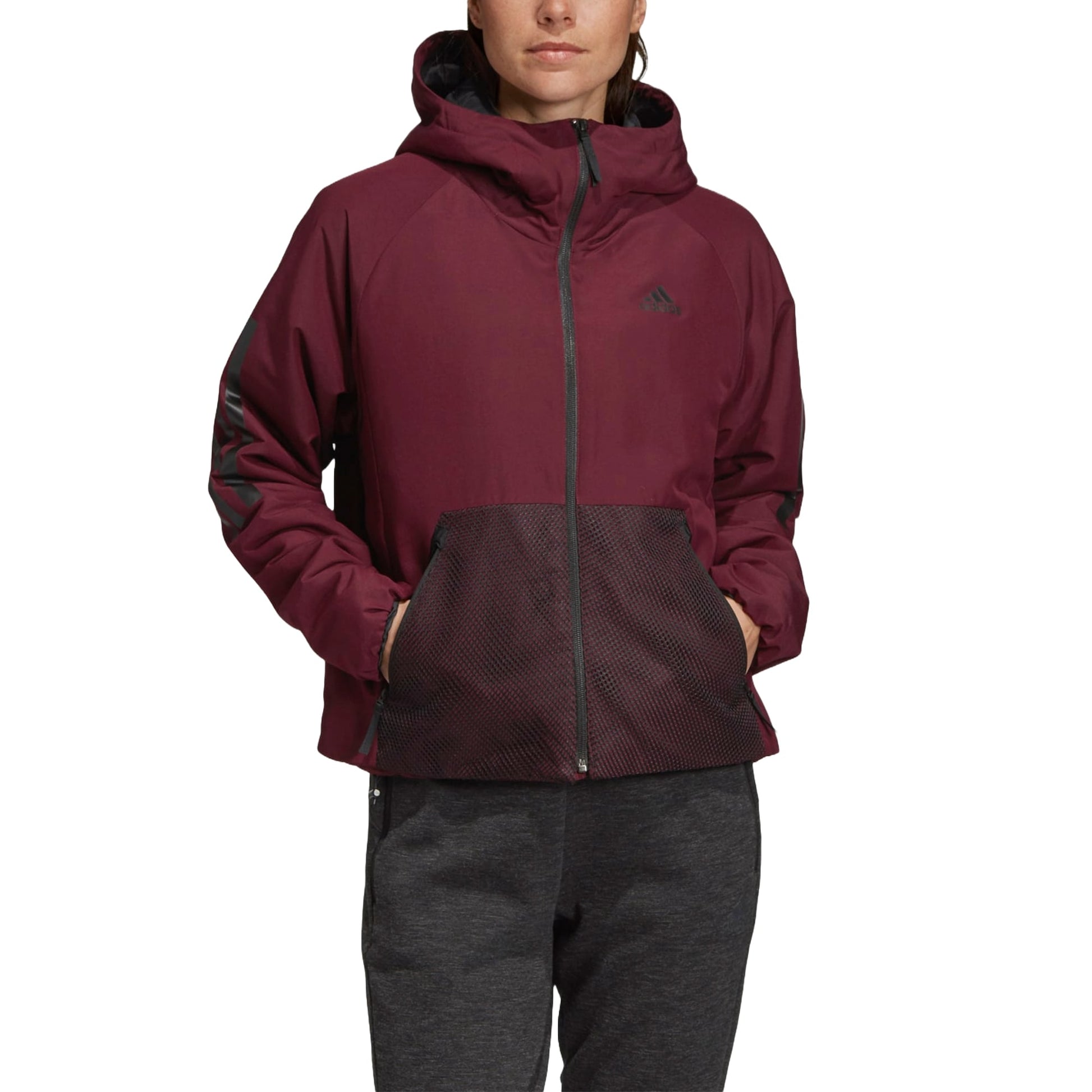 (WMNS) adidas Back-To-Sport Jacket Asia Sizing 'Burgundy' DZ1516
