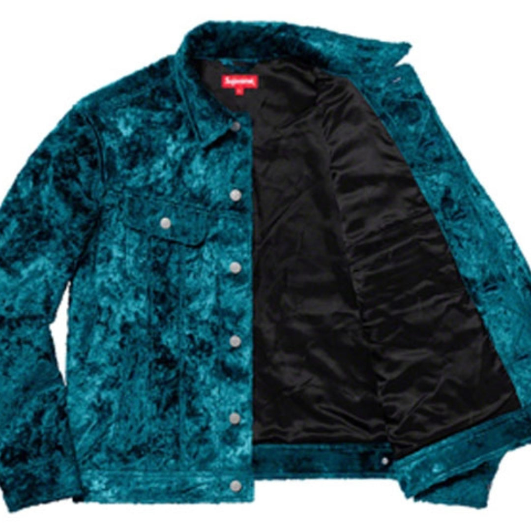 Supreme Fuzzy Pile Trucker Jacket 'Teal Black' SUP-SS19-165