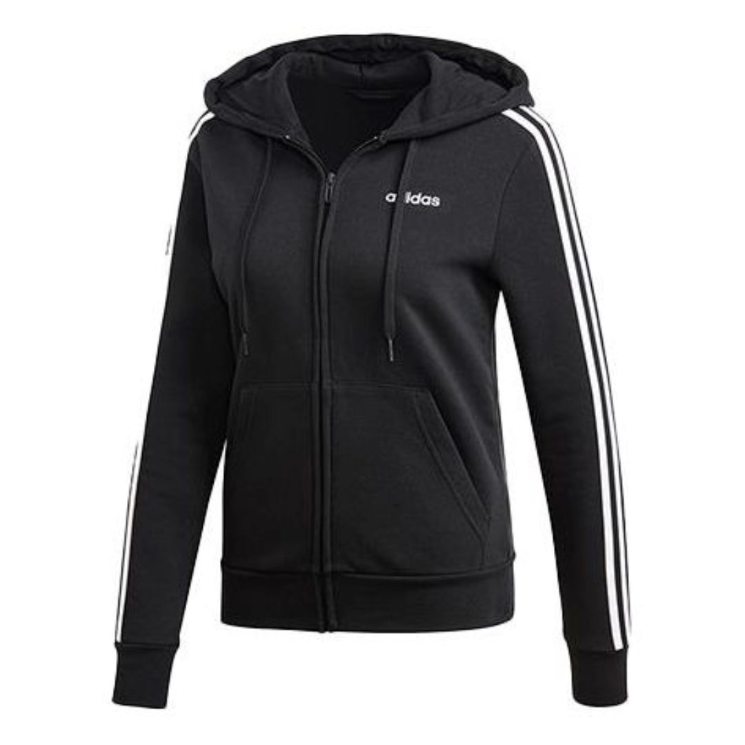 (WMNS) adidas Essentials 3-Stripes Fleece Hoodie Asia Sizing 'Black White' DP2412