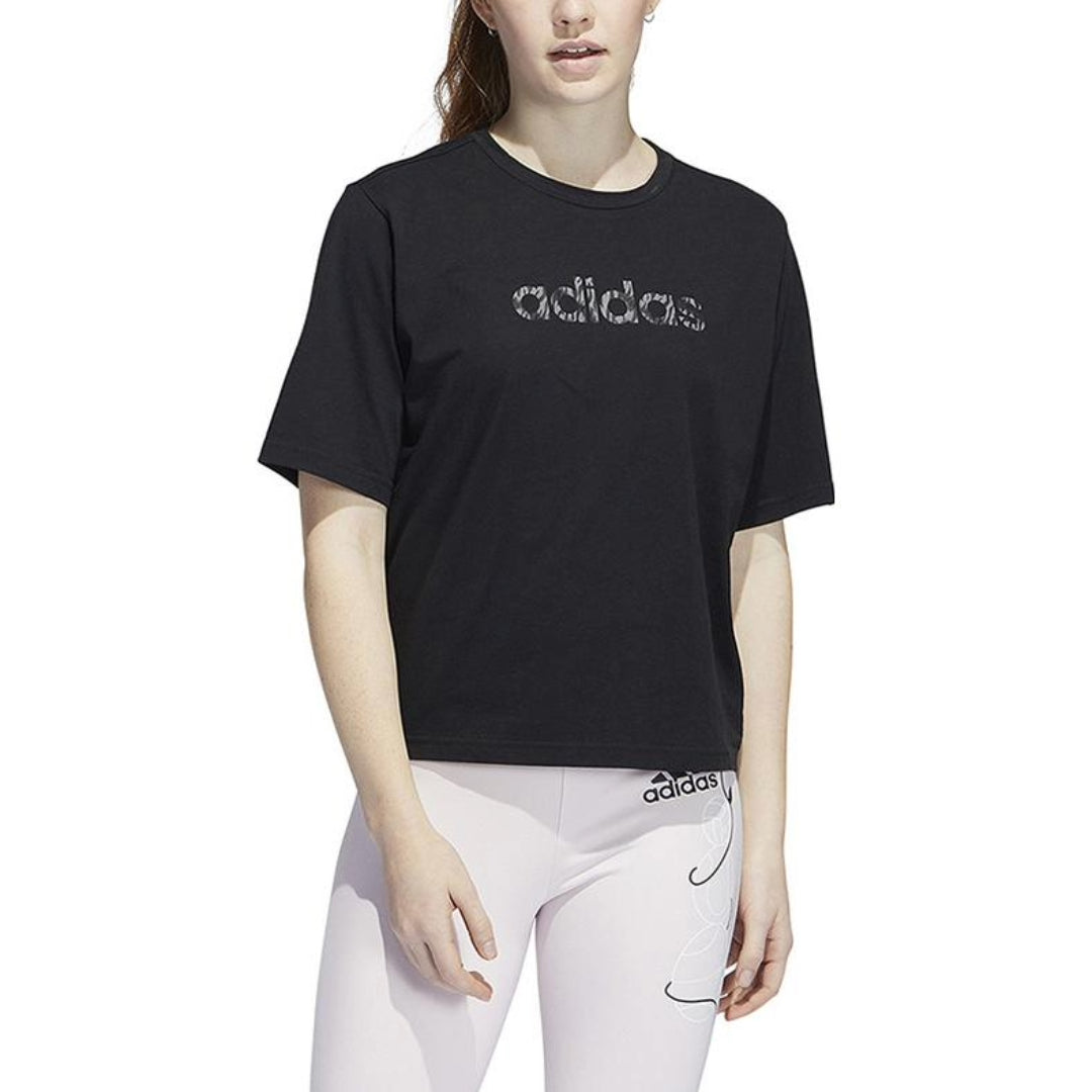 (WMNS) adidas Water Tiger Graphic Crop T-Shirt Asia Sizing 'Black' H57401