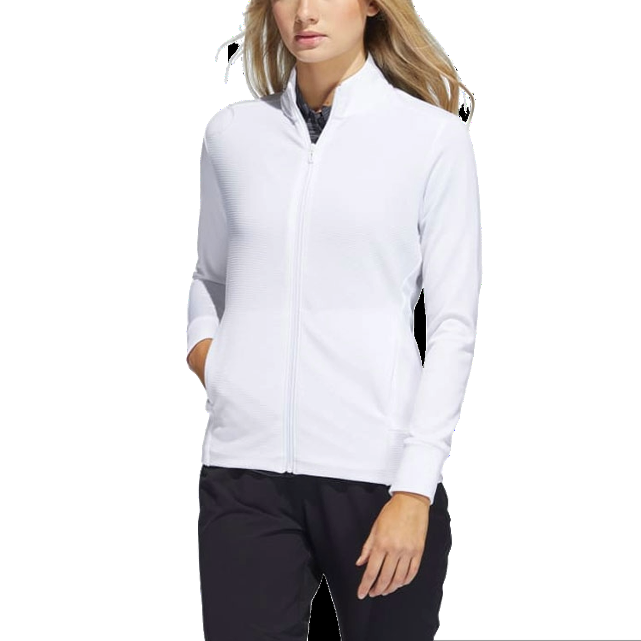 (WMNS) adidas Textured Full-Zip Jacket Asia Sizing 'White' HA3400