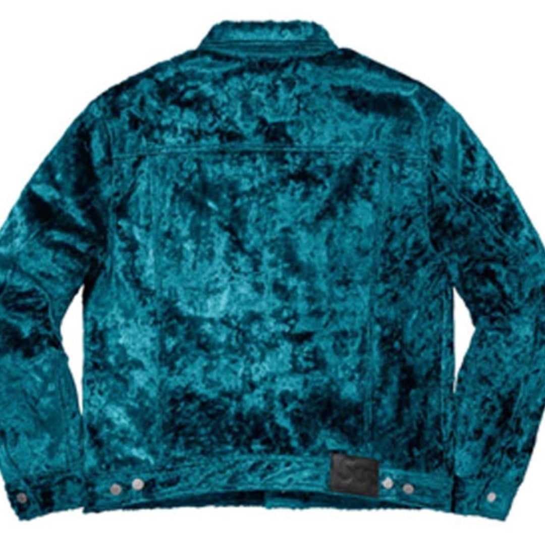 Supreme Fuzzy Pile Trucker Jacket 'Teal Black' SUP-SS19-165