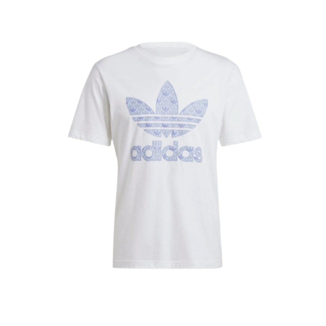 adidas Classic Monogram Graphic T-Shirt Asia Sizing 'White Blue' IS0205