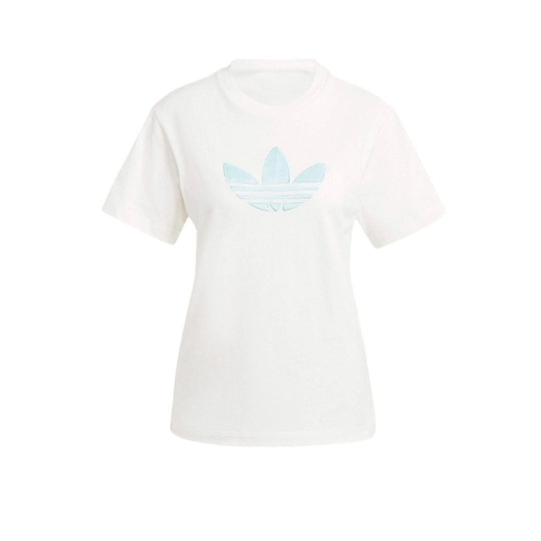 (WMNS) adidas Monogram Trefoil T-Shirt Asia Sizing 'White Blue' IS3867