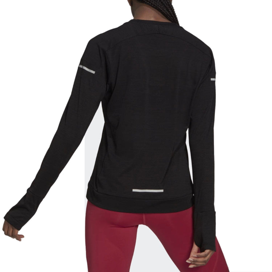 (WMNS) adidas Cooler Long Sleeve Running T-Shirt Asia Sizing 'Black' GK3764