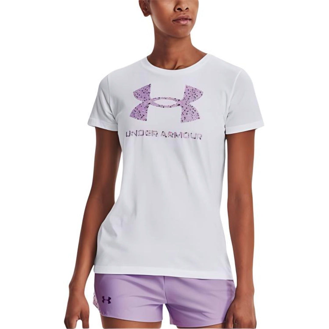 (WMNS) Under Armour Sportstyle Graphic T-Shirt 'White Purple' 1356305-108