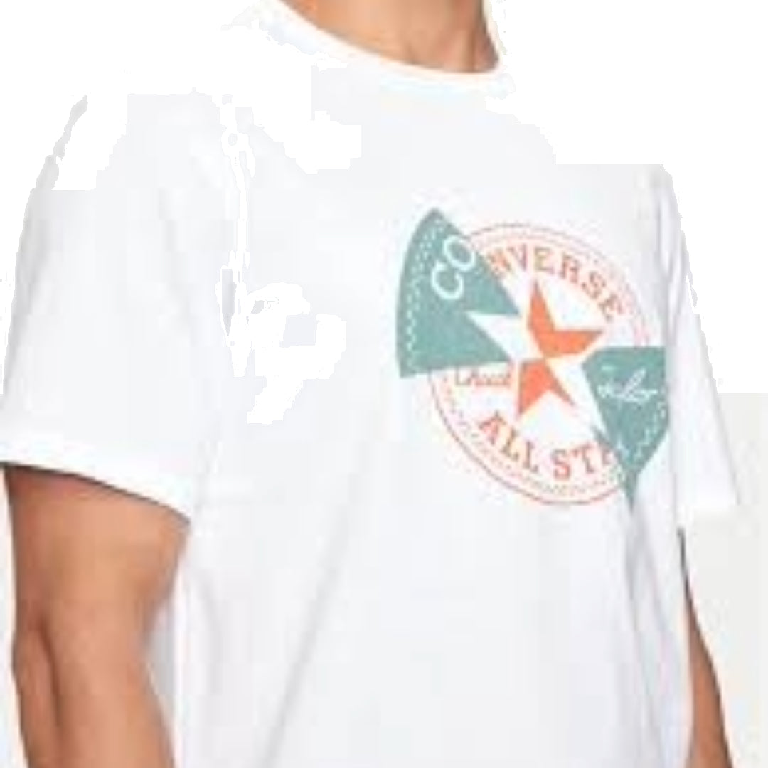Converse Distorted Patch T-Shirt Asia Sizing 'White Orange Teal' 10026427-A02