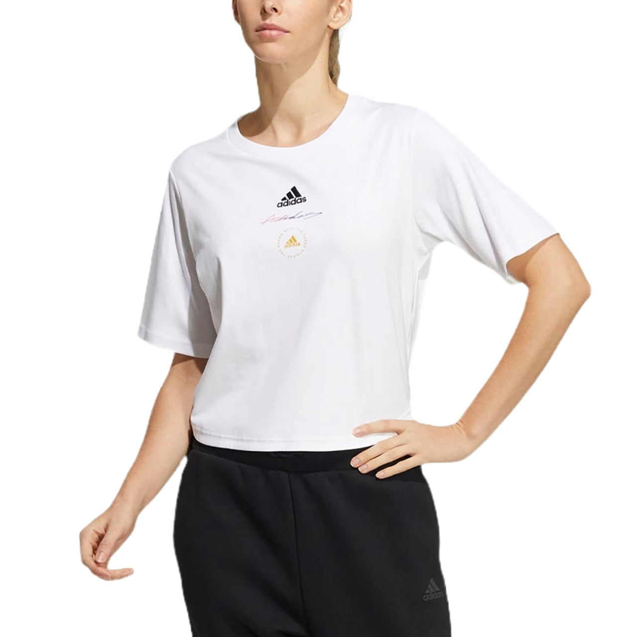 (WMNS) adidas UST T-Shirt Asia Sizing 'White Black' HE9983