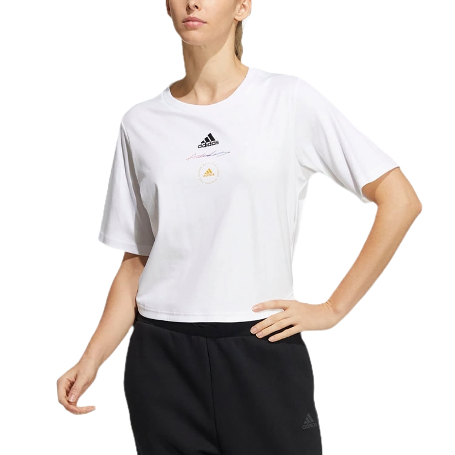 (WMNS) adidas UST T-Shirt Asia Sizing 'White Black' HE9983