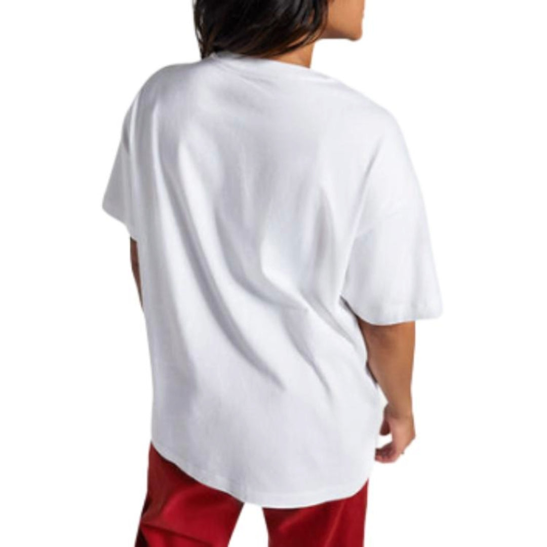 (WMNS) Converse Flaming Logo Oversized T-Shirt Asia Sizing 'White Red' 10026466-A01