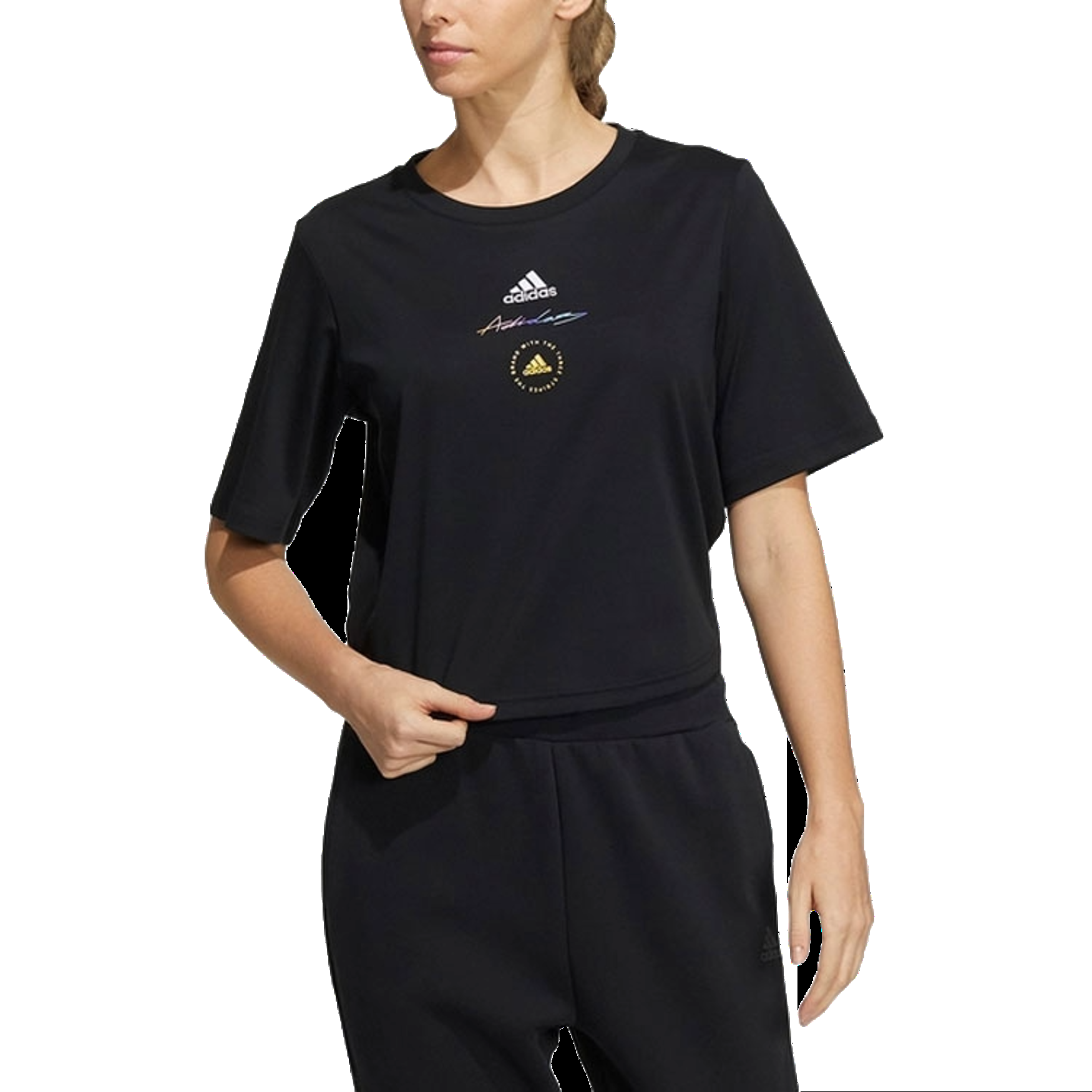 (WMNS) adidas UST T-Shirt Asia Sizing 'Black White' HE9984