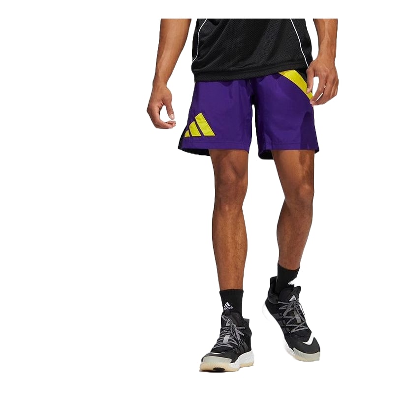 adidas Galaxy Basketball shorts Asia Sizing 'Purple Black Yellow' HK9465
