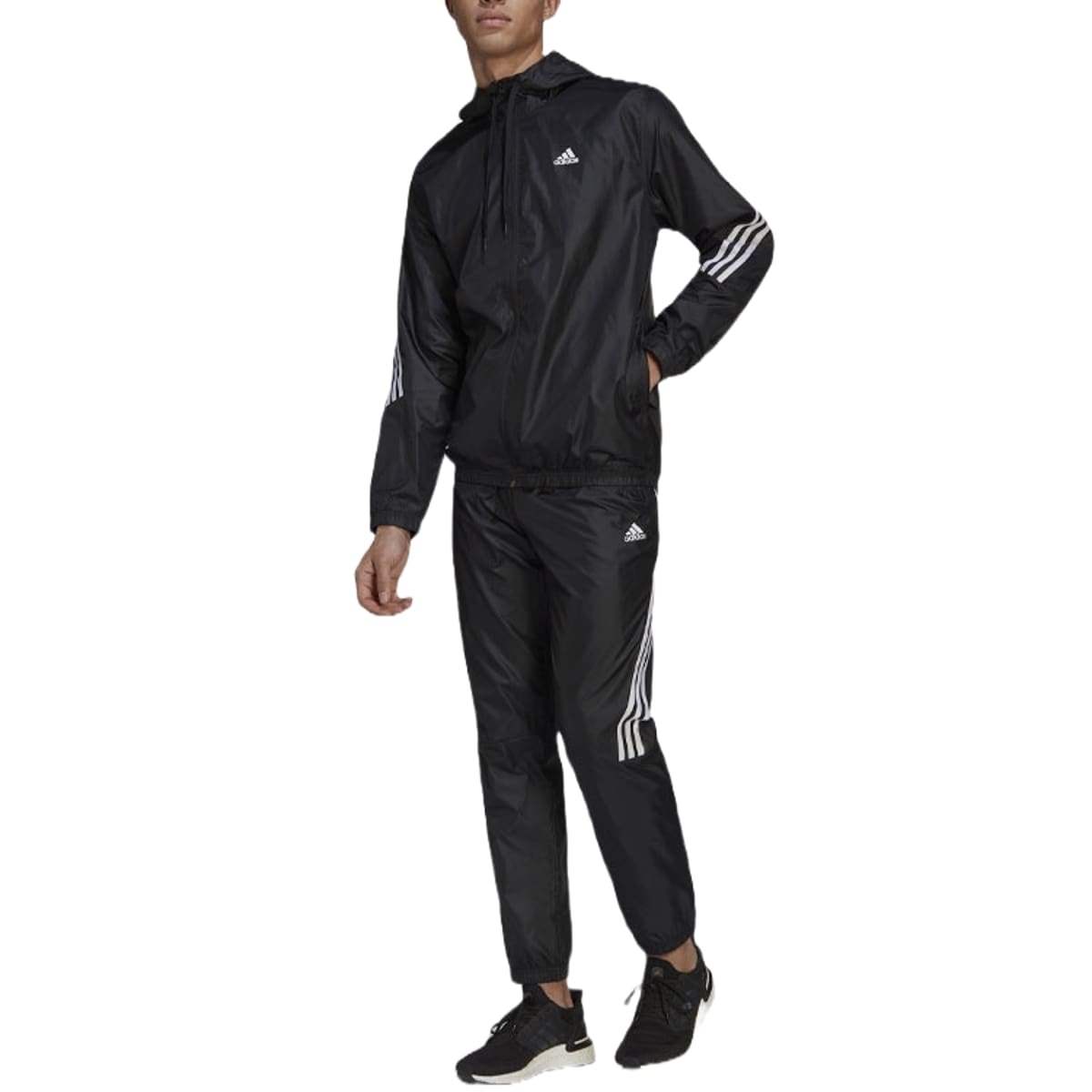 adidas Sportswear Hooded Track Suit Asia Sizing 'Black White' H15580