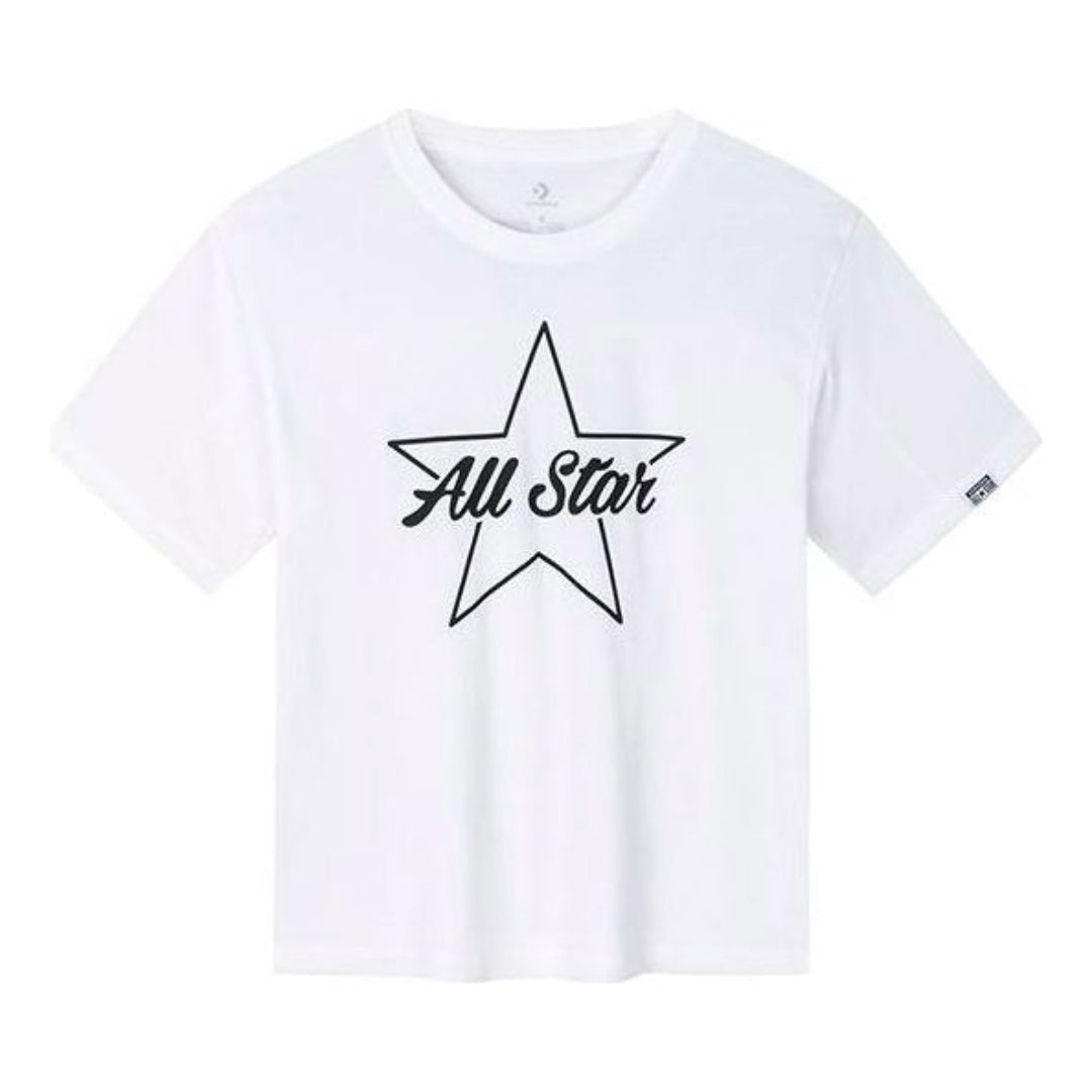 (GS) Converse Logo Printed T-Shirt Asia Sizing 'White Black' CV2422028GS-001