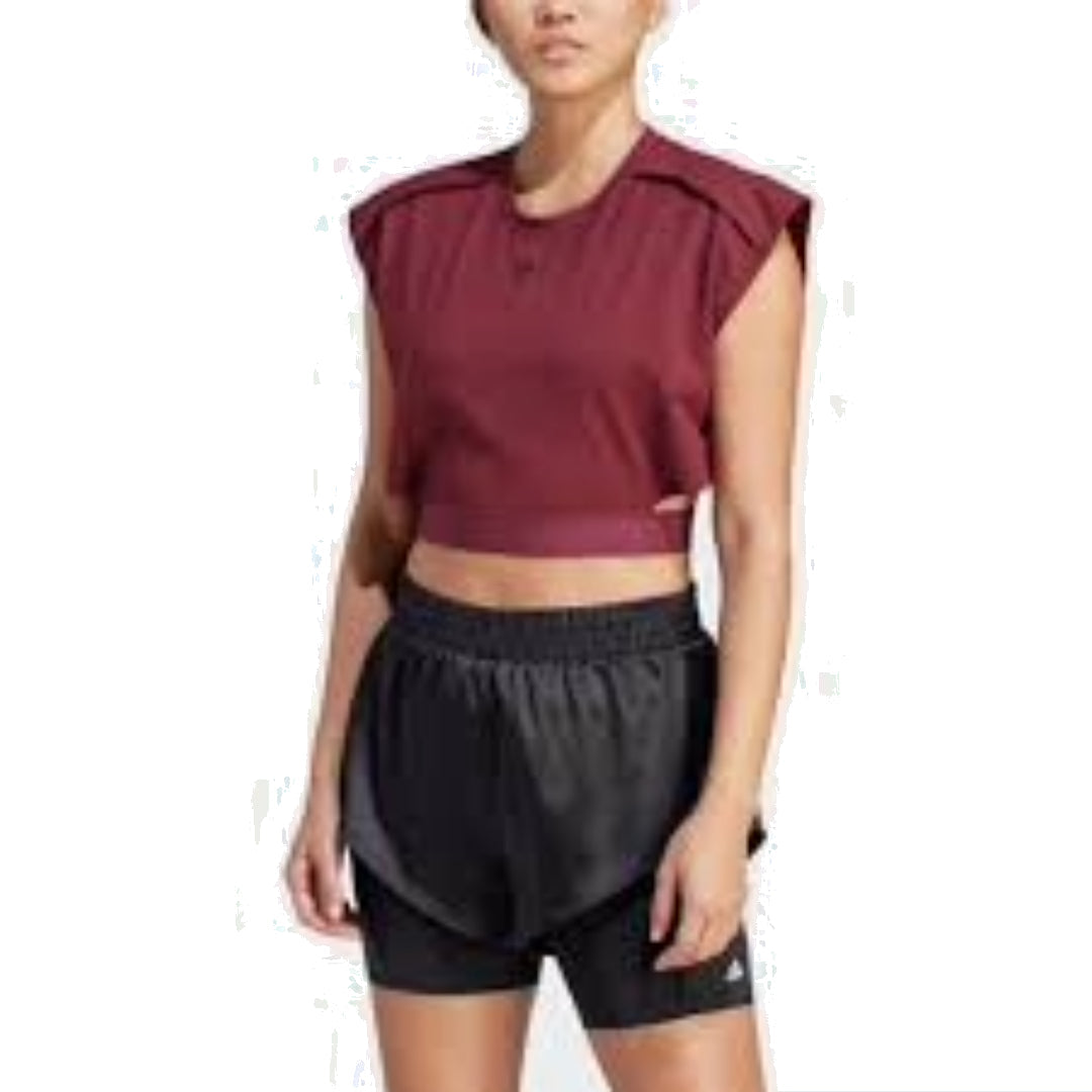 (WMNS) adidas Power AEROREADY Crop Sleeveless T-Shirt 'Bugundy' IM2708