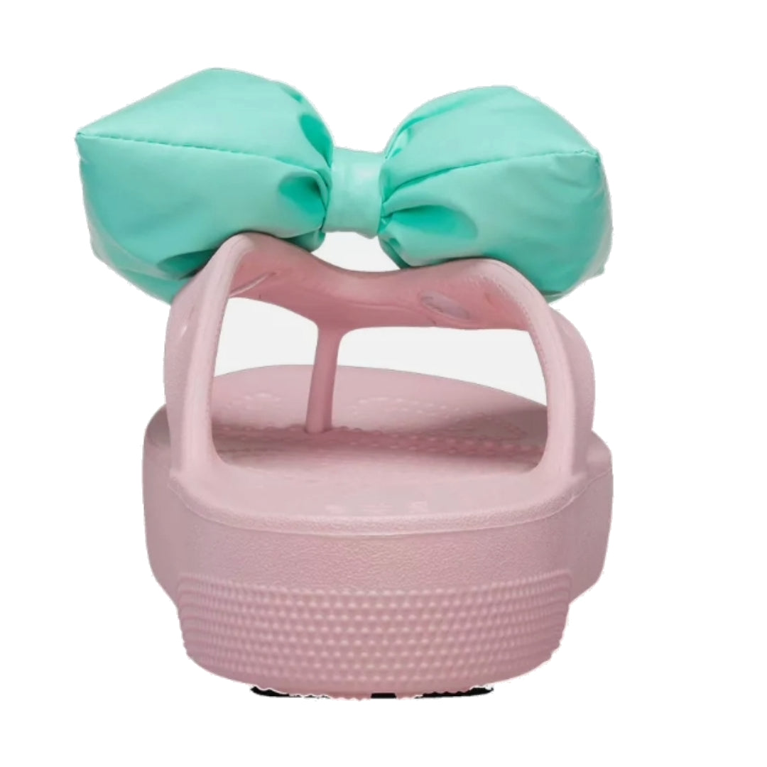 (WMNS) Crocs Classic Platform Bow Flip Flops 'Pink Teal' 210182-606