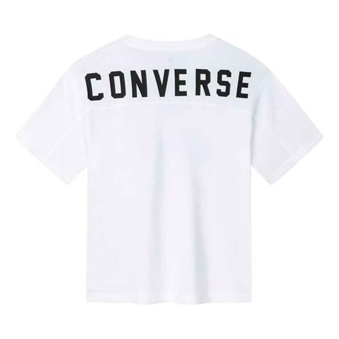 (GS) Converse Logo Printed T-Shirt Asia Sizing 'White Black' CV2422028GS-001