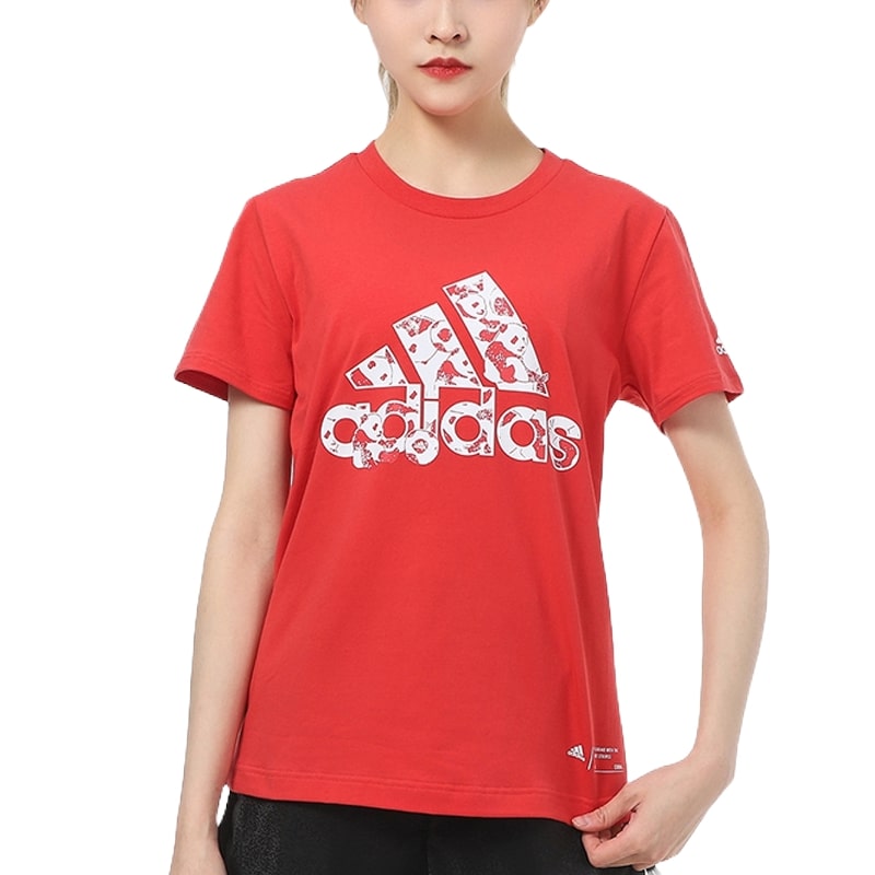 (WMNS) adidas China T-Shirt Asia Sizing 'Red White' H58192