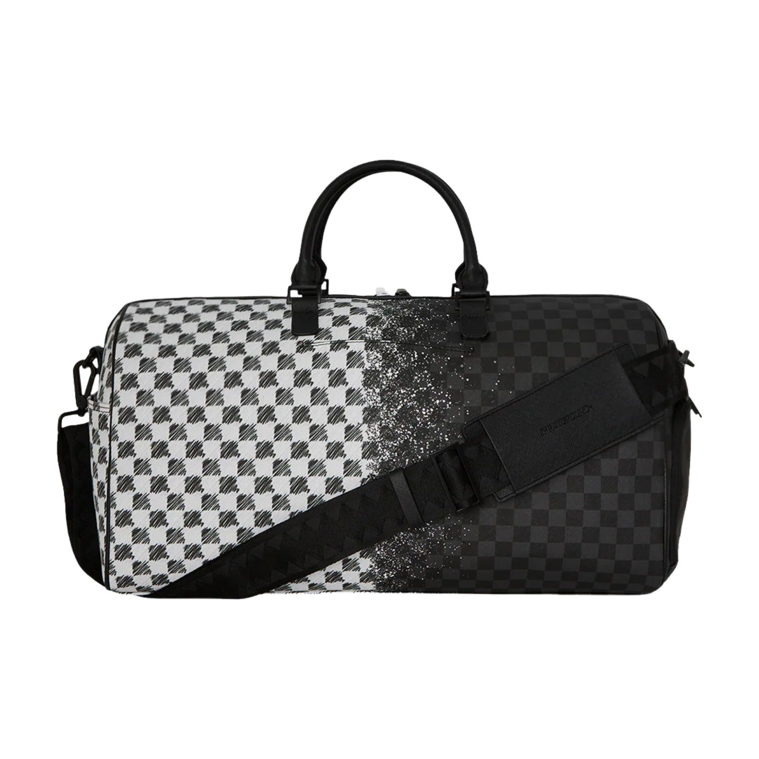 Sprayground Scribble Dribble Check Duffle Bag 'Black White' W1135512