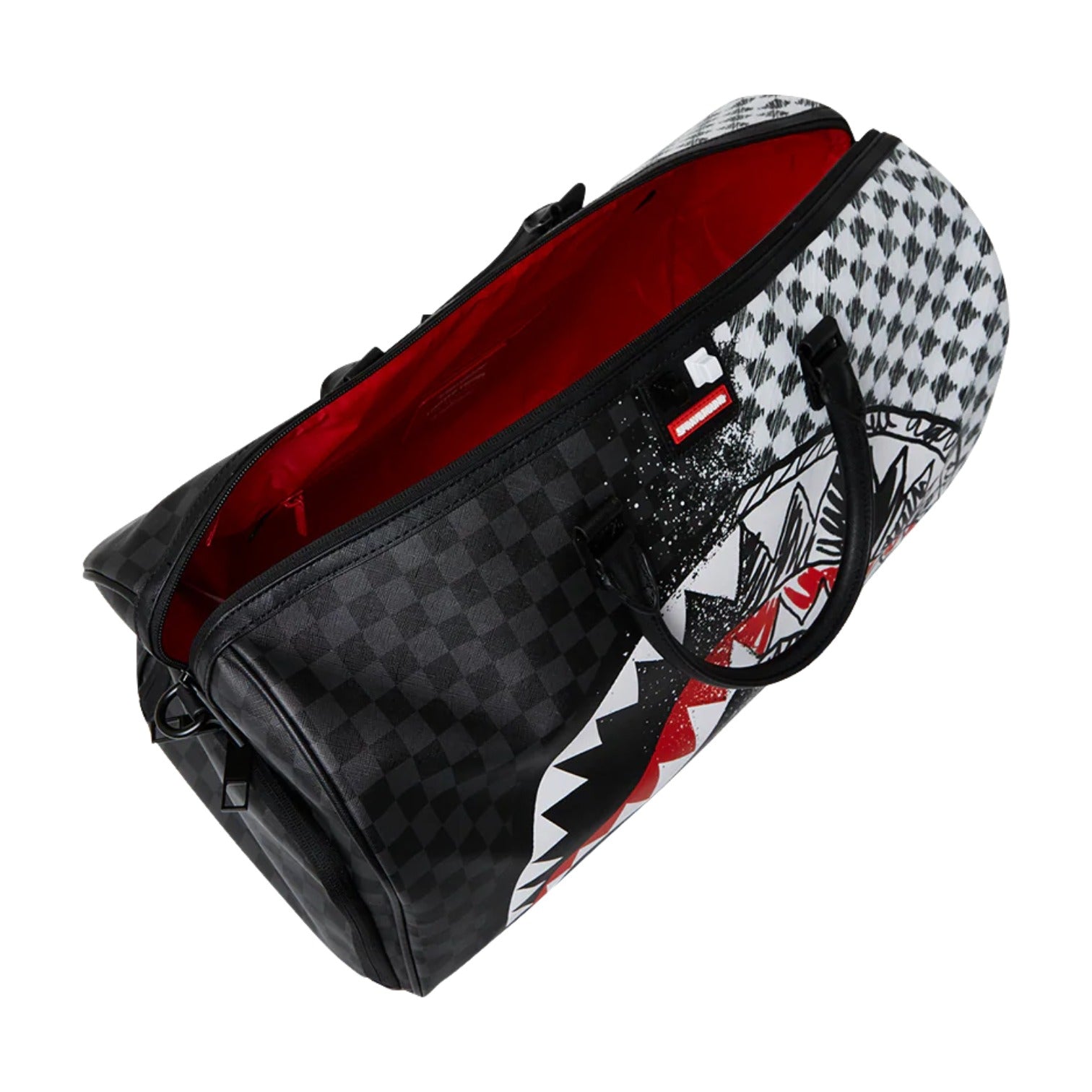 Sprayground Scribble Dribble Check Duffle Bag 'Black White' W1135512