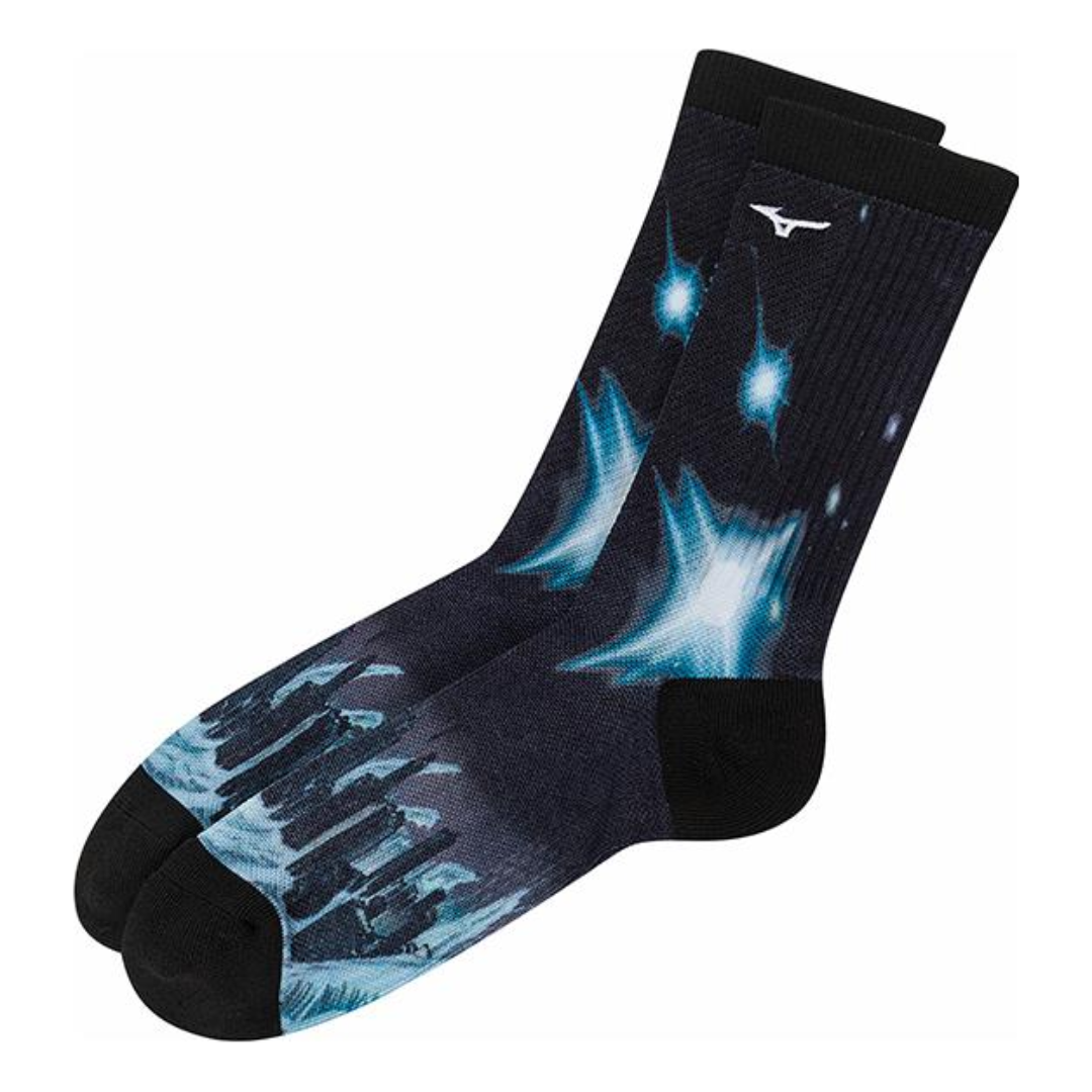 Mizuno X The Wandering Earth Manga Graphic Printed Socks 'Black Blue' D3CX33I2