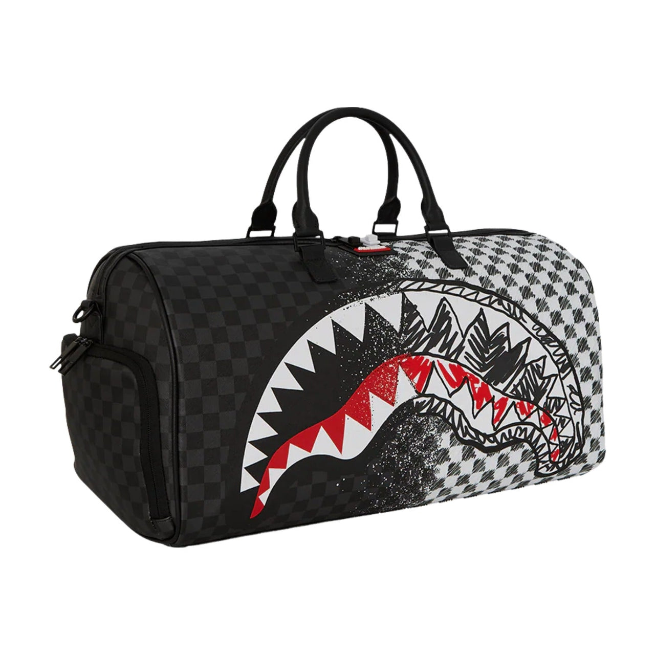 Sprayground Scribble Dribble Check Duffle Bag 'Black White' W1135512