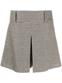 Brunello Cucinelli Houndstooth-Pattern Linen-Blend Skort