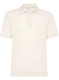 Brunello Cucinelli Ribbed-Collar Slub-Texture Polo Shirt